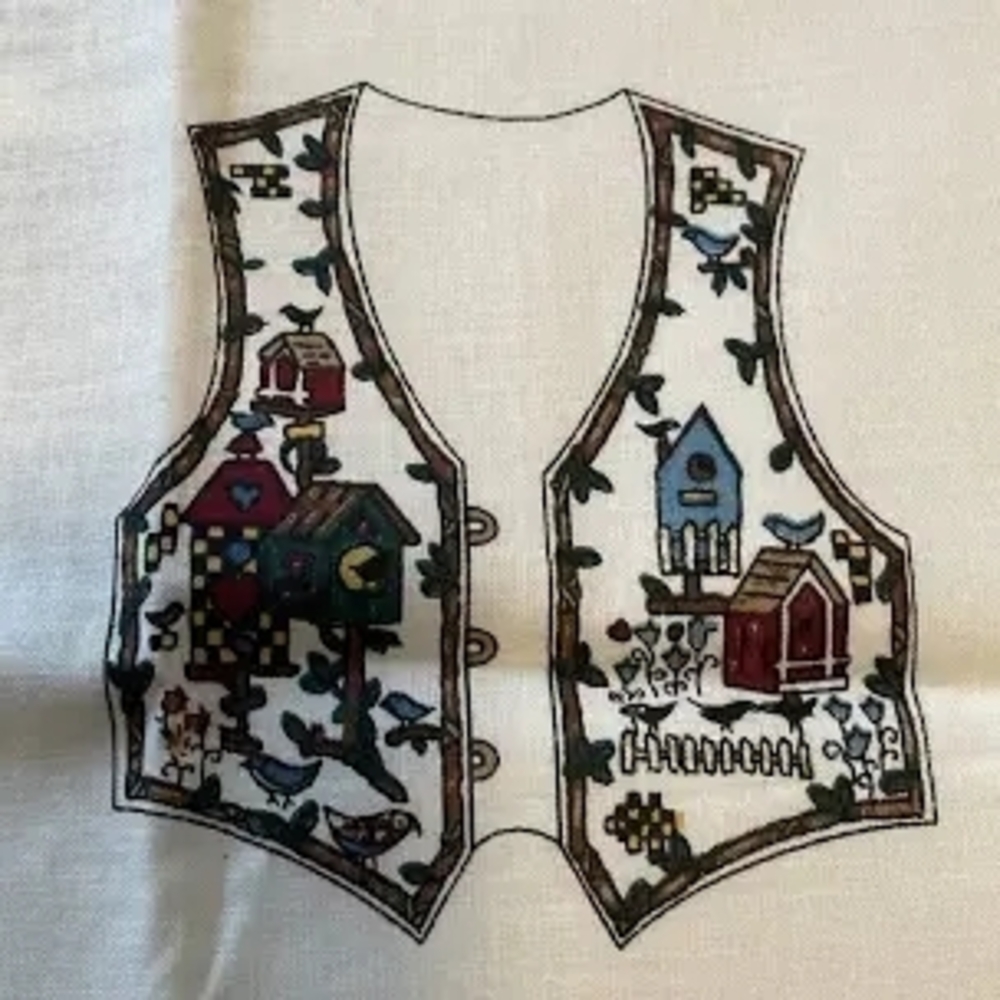 Birdhouse Patterned Vest Fabric